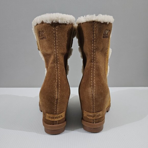 Sorel Joan Of Arctic Shearling Wedge Bootie Waterproof Camel Brown Size 8 - Picture 7 of 14